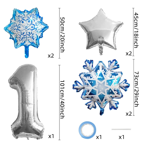 Schneeflocke Nummer Ballon Kit Aluminiumfolie Winter Frozen Thema Geburtstag Party Dekorationen Blau Silber Stern