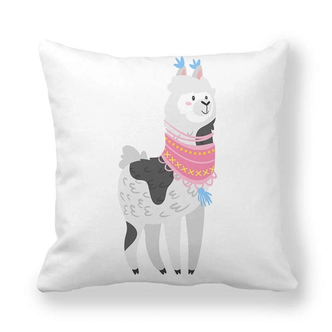 Cartoon Lama Alpaka Kissenbezug Pfirsichhaut Samt Quadratischer Kissenhülle Dekorativer Tierdruck Für Sofa Wohnzimmer