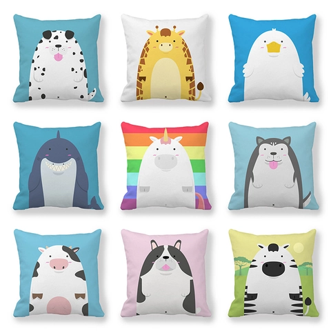 Kussensloop Met Cartoon Dierenpatroon Perzikhuid Fluweel Vierkante Decoratieve Kussensloop Voor Bank Stoel