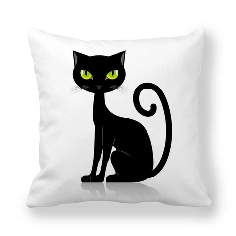 Federa Per Cuscino Gatto Nero Cartone Animato Microfibra Pelle Di Pesca Copricuscino Decorativo Divano Casa
