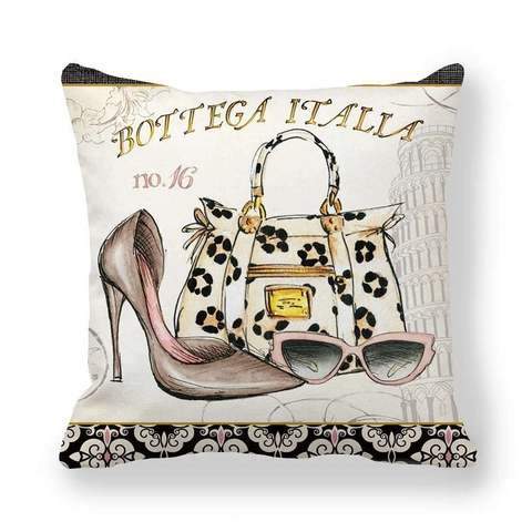 Fashion High Heels Illustration Cushion Cover Peach Skin Velvet Decorative Throw Pillowcase For Home Sofa Bedroom