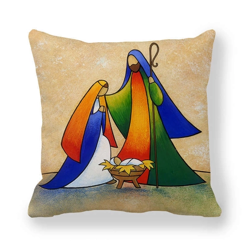 Nativity Scene Kissenbezug Pfirsichhaut Samt Dekorative Quadratische Kissenhülle Für Weihnachten Halloween Home Decor Bedruckt