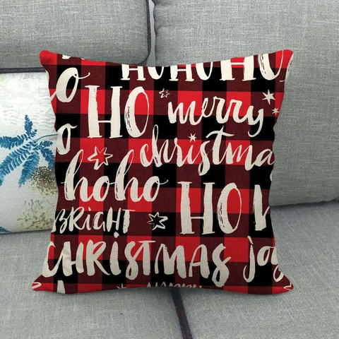 Funda De Cojín De Navidad Lino Cuadros Búfalo Reno Árbol Decorativa Para El Hogar Vacaciones