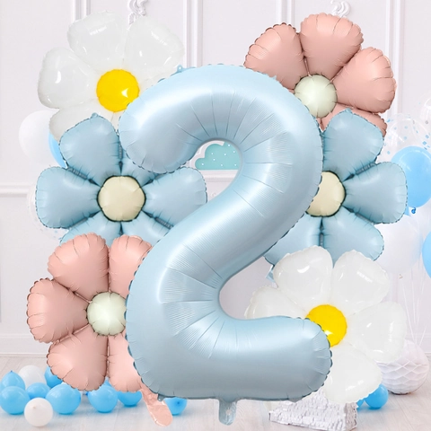 Jumbo Matte Number Daisy Balloon Set Aluminum Foil Macaron Color For Baby Shower Birthday Party Scene Decoration Props