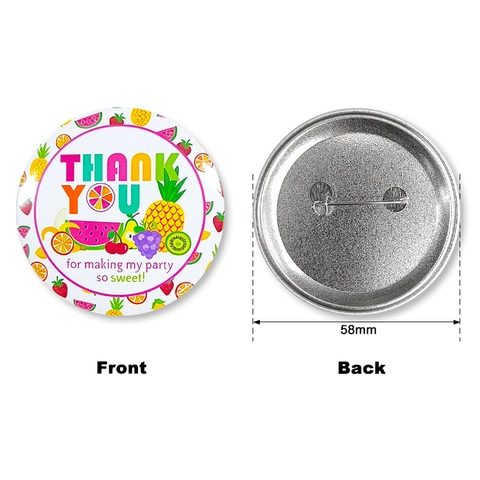 Pineapple Number Button Badge Pin Hawaii Fruit Theme Round Tinplate Pin For Kids Birthday Party Favors Decorations Accessories
