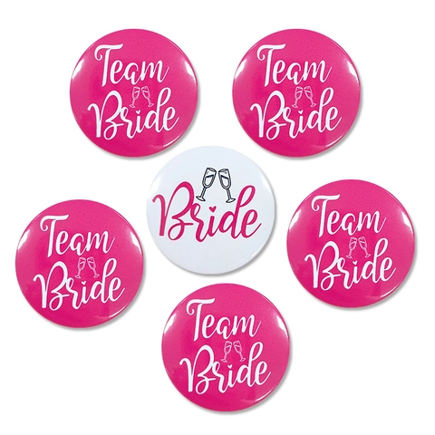 Spilla per Addio al Nubilato Bride To Be Team Bride in Latta Rotonda Distintivo Decorazione per Matrimonio Oggetti di Scena Foto Donna