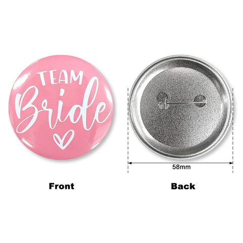 Wedding Bachelorette Party Pin-back Button Tinplate Badges Team Bride To Be Heart Decoration Photo Props For Women Jewelry