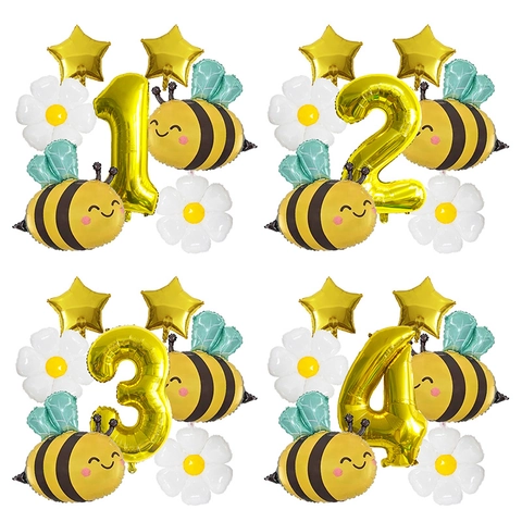 Simpatici Palloncini In Alluminio Ape Margherita Forme Di Stelle Numeriche Decorazione Per Feste Di Compleanno Per Bambini
