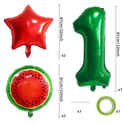 Wassermelone Aluminiumfolie Ballons Hawaii Frucht Party Geburtstag Deko Digitale Nummer Sommer Thema Kinder Feier