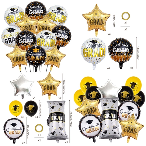 Decorazioni Palloncini Laurea Congrats GRAD Stampe Alluminio Lattice Palloncini Sfondo Festa Laurea Decorazione Forniture Festa Laurea