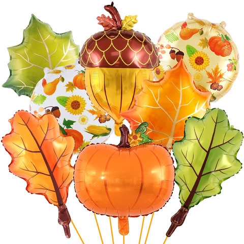 Palloncini Del Ringraziamento Autunno Zucca Foglia Di Acero Ghianda Girasole Pellicola Di Alluminio Decorazioni Festa Raccolto