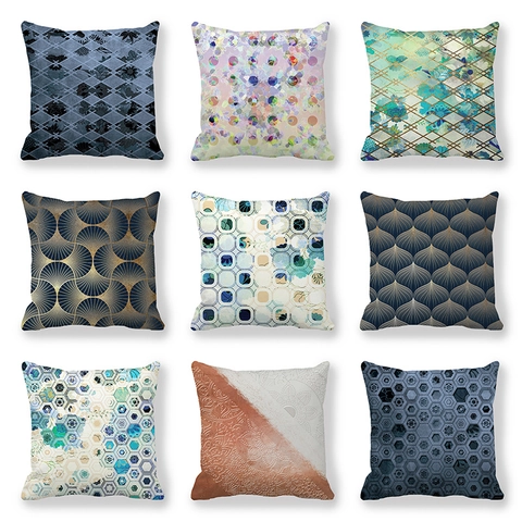 Kissenbezug Geometrisches Muster Pfirsichhaut Weich Deko Kissenhülle Sofa Büro