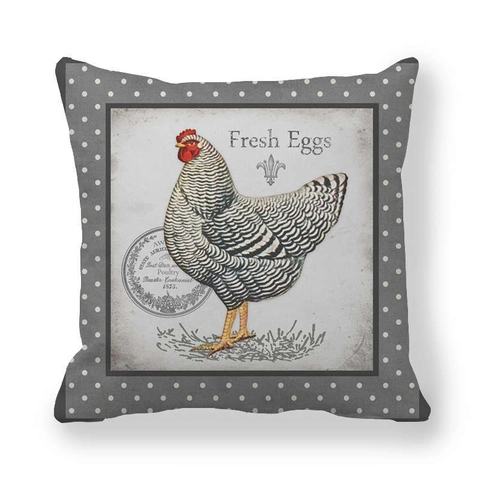Vintage Farmhouse Chicken Series Square Pillowcase Peach Skin Decorative Cushion Cover For Living Room Sofa Home Decor