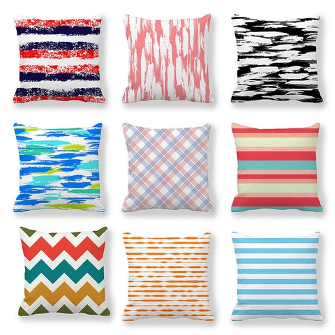 Federa Geometrica Astratta Moderna in Velluto Pelle di Pesca Copricuscino Minimalista Britannico a Righe Decorazione Divano