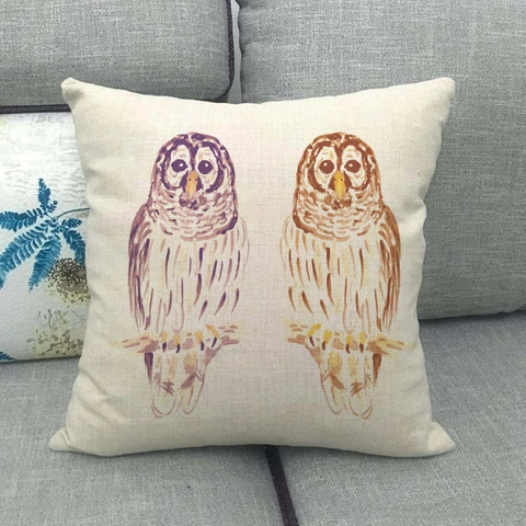 Fodera Per Cuscino Decorativo Cotone Lino Cartone Animato Animale Dipinto A Mano Acquerello Per Divano Casa