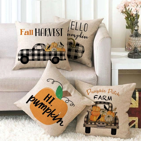 Halloween Kürbis Herbst Ernte Kissenbezug Leinen Rustikale Farmhouse Dekorative Kissenhülle Couch Home Sofa Dekor