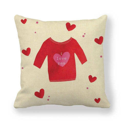 Fodera Per Cuscino Lino Cotone San Valentino Romantico Stampa Cuore Floreale Decorazione Casa Per Divano