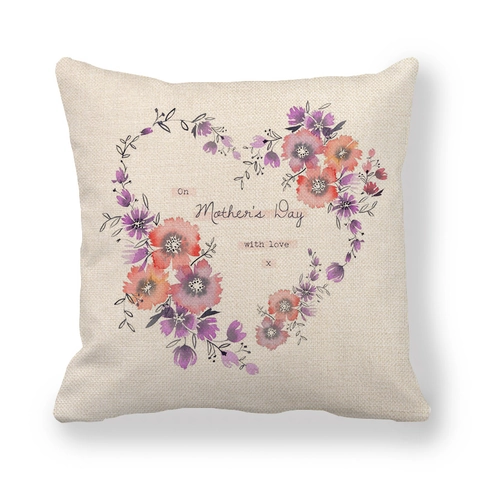 Romantische Linnen Kussenhoes Valentijnsdag Moederdag Hart Bloemenprint Decoratieve Kussenhoes Voor Sofa Thuis