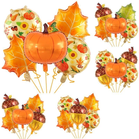 Giorno del Ringraziamento Autunno Raccolto Palloncino Zucca Foglia di Acero Ghianda Palloncini per Decorazione Festa