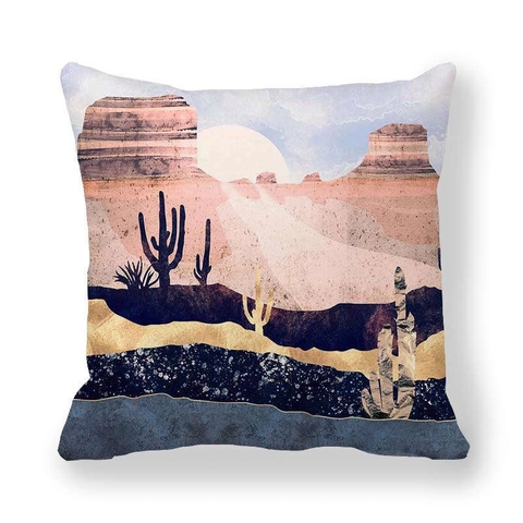 Abstract Landscape Marble Pattern Cushion Cover Peach Skin Fabric Square Throw Pillowcase For Home Sofa Living Room Decor