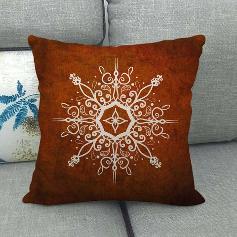 Funda de Cojín de Lino con Patrón Geométrico de Mandala Bohemio Funda Decorativa para Sofá Oficina Hogar Sala de Estar Cuadrado