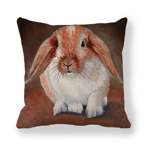 Funda de Almohada de Lino de Conejo de Pascua Vintage Acuarela Decorativa para Sofá Decoración del Hogar Vacaciones