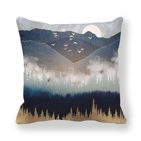 Moderne Abstrakte Landschaft Marmormuster Pfirsichhaut Kissenbezug Sonne Berg Deko Kissenhülle Für Sofa Schlafzimmer Zuhause