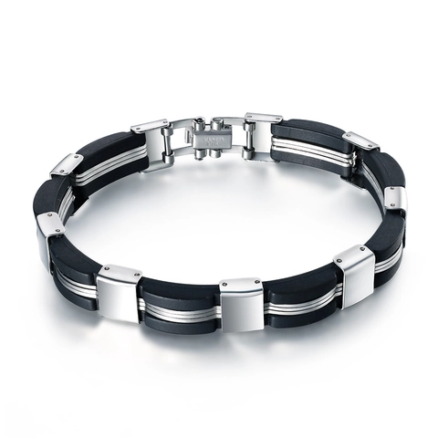 Bracelet à Maillons en Acier Inoxydable et Résine à la Mode Pour Hommes Design Géométrique Industriel Bijoux Masculins Cadeau