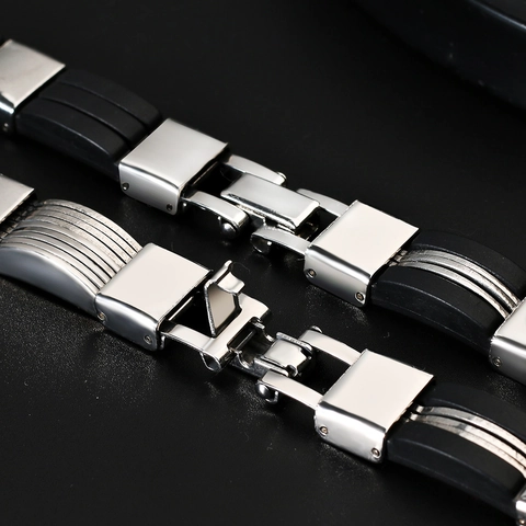 Bracelet à Maillons en Acier Inoxydable et Résine à la Mode Pour Hommes Design Géométrique Industriel Bijoux Masculins Cadeau