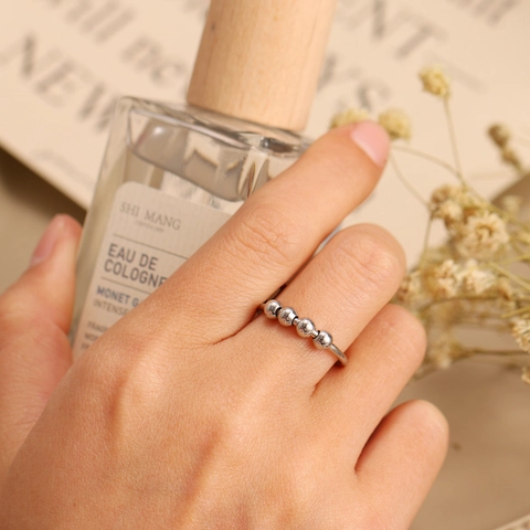 Bague Anti-anxiété Avec Perles Mobiles Fidget Bijoux En Cuivre Réglables Pour Femmes Design Anti-stress