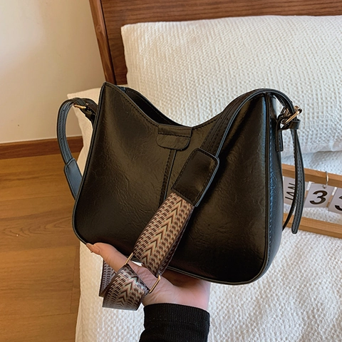 Borsa A Spalla Hobo Retrò Da Donna In Pelle PU Con Tracolla Geometrica Regolabile Borsa A Tracolla A Mezzaluna