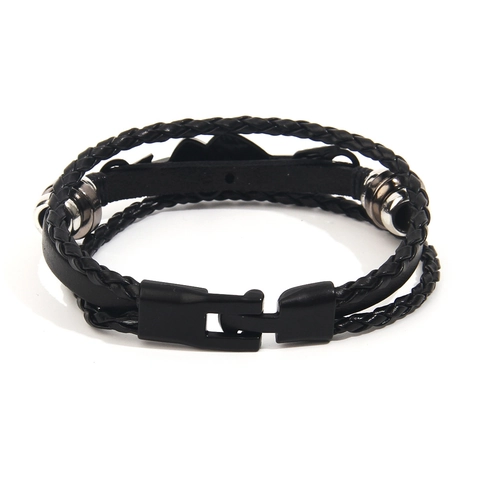Mehrlagiges Geflochtenes PU Lederarmband Herz Pfeil Legierung Anhänger Retro Punk Lässiger Schmuck Geschenk Für Männer