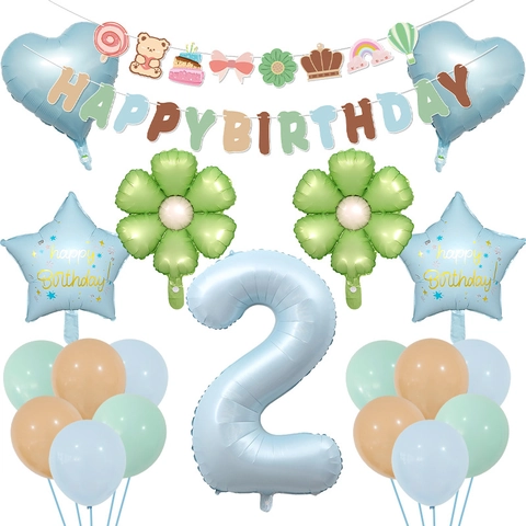 Geburtstag Party Ballon Dekoration Aluminiumfolie Latex Ballons Blau Nummer Bär Gänseblümchen Banner Für Babys Jungen Mädchen Kleinkinder