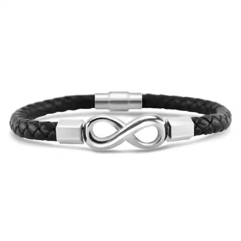 Infinity Symbol Braided Leather Bracelet Men Minimalist Magnetic Clasp Fashion Cuff Bangle Jewelry Accessory
