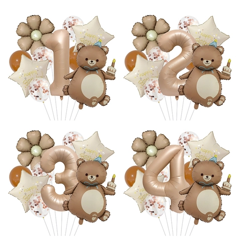 Birthday Balloon Decoration Cake Bear Aluminum Foil Balloons Daisy Star Latex Balloons For Kids Party Background Decor