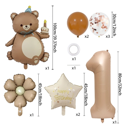 Birthday Balloon Decoration Cake Bear Aluminum Foil Balloons Daisy Star Latex Balloons For Kids Party Background Decor