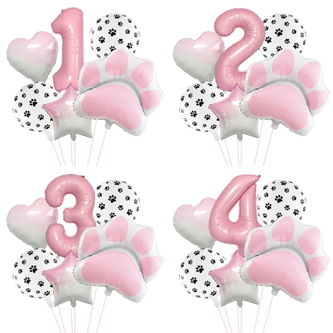Palloncini In Alluminio Rosa Con Impronta Di Zampa Forma Cuore Stella Decorazione Per Festa Di Compleanno Bambini Tema Animali