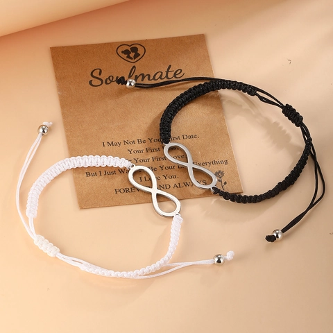 Infinity Symbol Handmade Woven Rope Bracelet Stainless Steel Adjustable Soulmate Gift For Couples Women And Men Minimalist