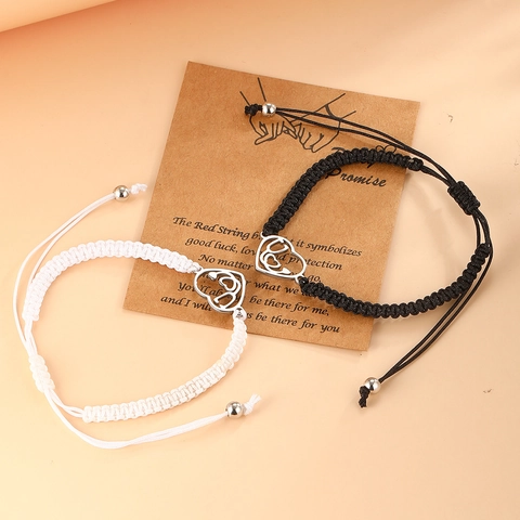 Handgeflochtene Seilarmbänder Edelstahl Herz Stethoskop Anhänger Verstellbar Pärchen Freundschaftsschmuck Geschenk
