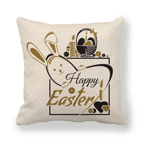 Buona Pasqua Coniglio Federa In Lino Fodera Per Cuscino Coniglio Festivo Stampa Lettere Decorazioni Casa Divano Quadrato