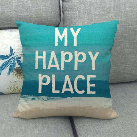 Strandlandschaft Kissenbezug Leinen Baumwolle Dekorativ Quadratisch Kissenhülle Meeresthema Für Sofa Heimdekoration