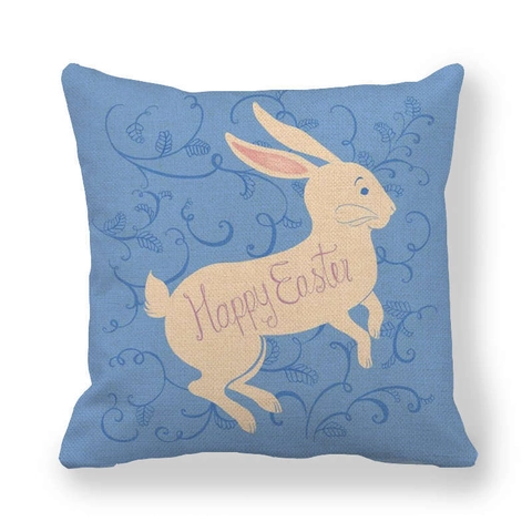Funda De Almohada De Pascua Lino Funda De Cojín Decoración Navideña Conejo Huevo Pollito Cuadrado Primavera Hogar Decorativo Sofá