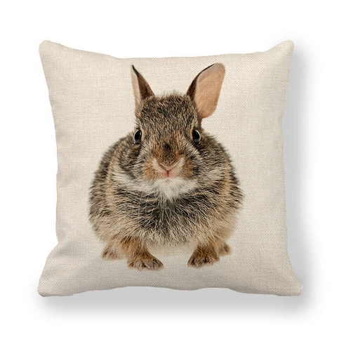 Housse de Coussin en Lin Motif Lapin de Pâques Carrée Décorative pour Canapé Salon Décoration de Maison Sans Insert
