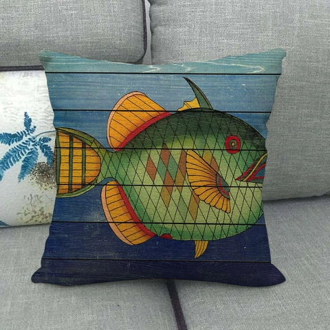 Fodera Per Cuscino Vintage Vita Marina Oceano Creature Marine Lino Copricuscino Per Divano Casa Ufficio