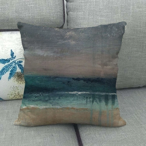 Abstrakt Landschaft Ölgemälde Leinen Kissenbezug Quadratische Dekorative Kissenhülle Für Sofa Wohnzimmer Home Dekor