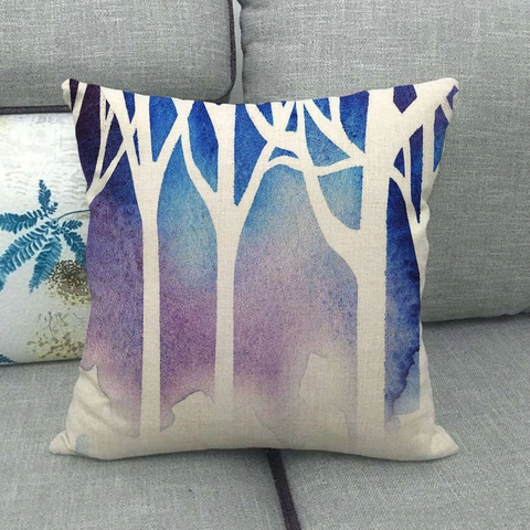 Funda De Cojín Con Estampado De Árbol Abstracto Lino Algodón Colorido Funda De Almohada Decorativa Para Sofá Hogar Moderno Artístico
