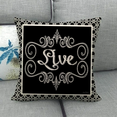 Decoratieve Kussenslopen Linnen Bedrukt Inspirerende Citaten Retro Zwart Goud Kussenhoes Sofa Bank Huis