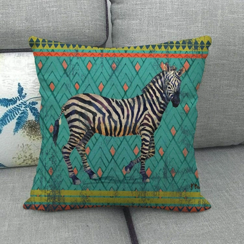 Retro Dierlijk Patroon Linnen Kussenhoes Vierkante Decoratieve Sierkussenhoes Voor Bank Woonkamer Huisdecoratie Boheemse Stijl