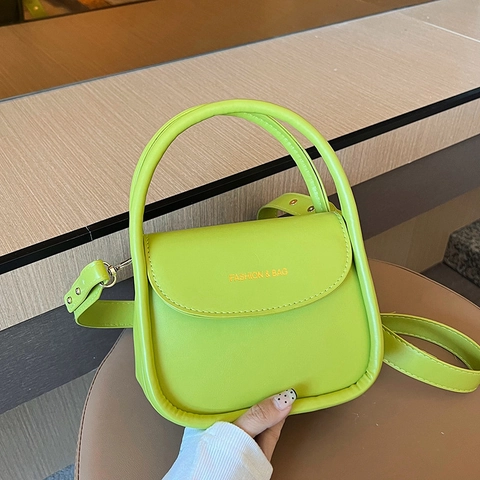 Trendy PU Leather Small Square Shoulder Bag For Women With Top Handle And Adjustable Crossbody Strap Letter Print Flap