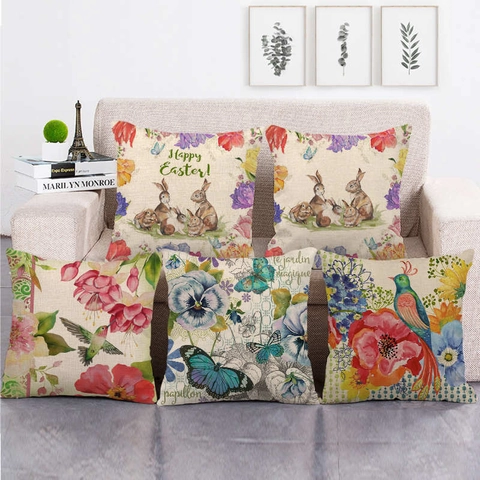Fodere Per Cuscini In Lino Con Motivi Floreali E Animali Vintage Federa Decorativa Quadrata Per Divano Casa